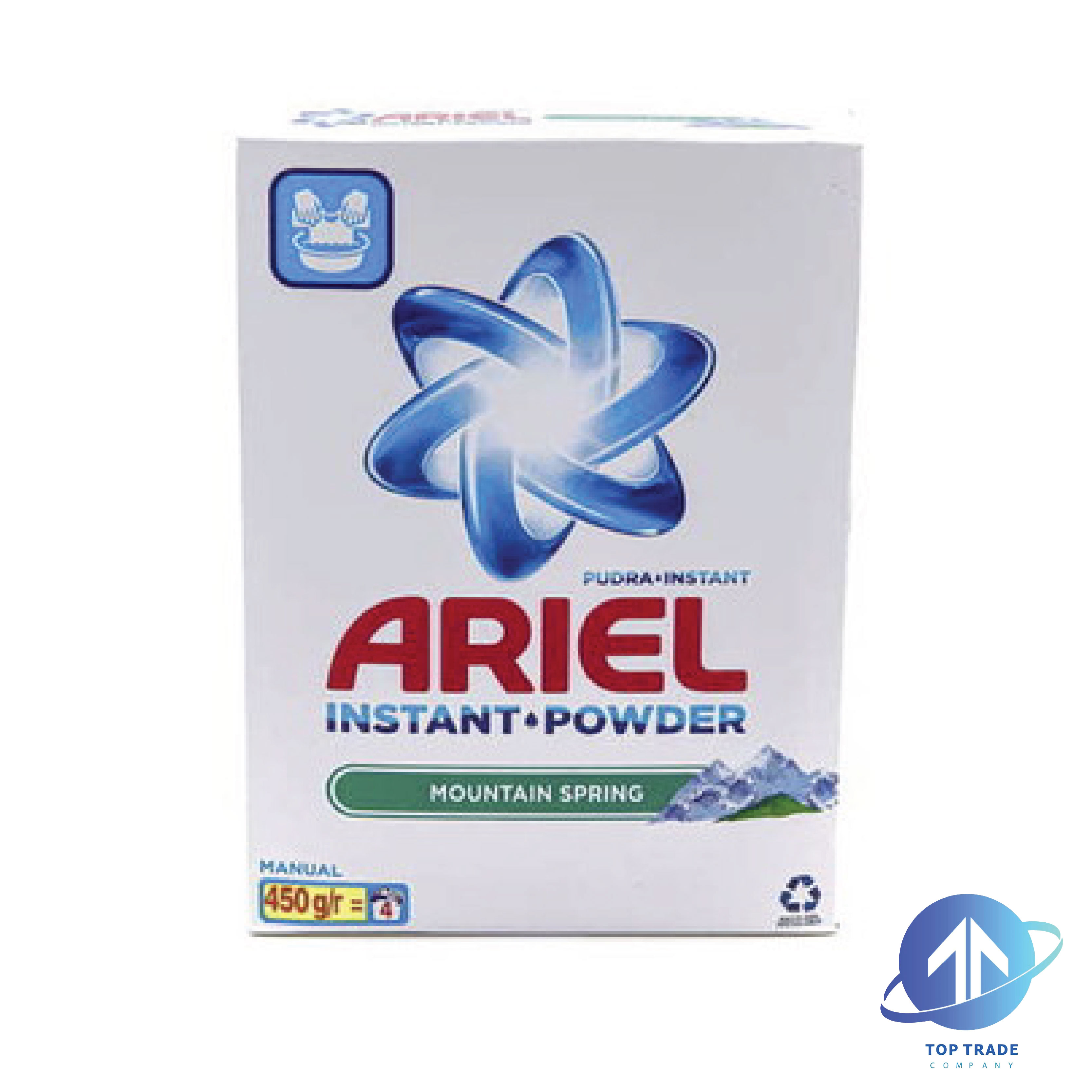 Ariel washing powder hand wash mountain spring 450g/7sc 